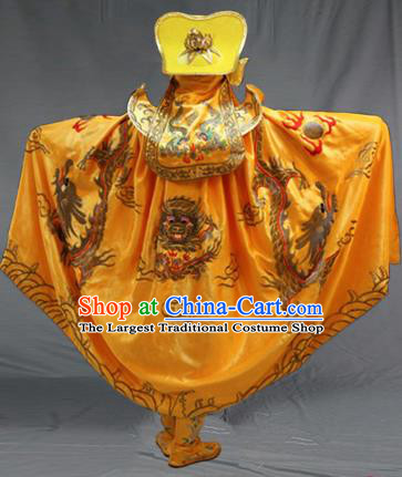 Chinese Traditional Sichuan Opera Embroidered Yellow Costume Face Changing Clothing Complete Set for Men
