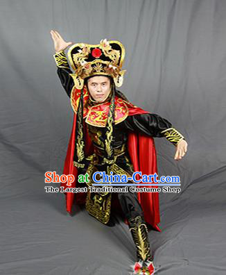 Chinese Traditional Sichuan Opera Embroidered Costume Face Changing Red Cloak and Clothing Complete Set for Men