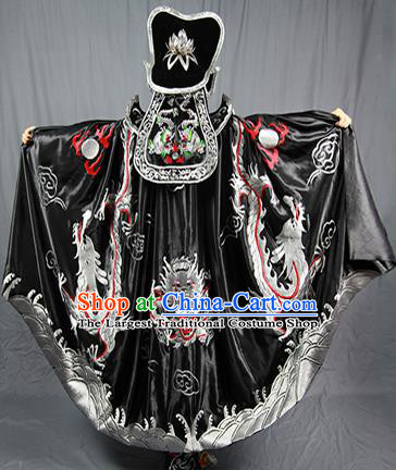 Chinese Traditional Sichuan Opera Embroidered Costume Face Changing Black Cloak and Clothing Complete Set for Men