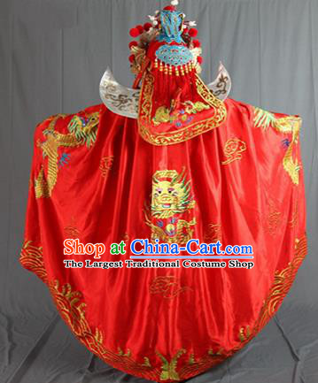 Chinese Traditional Sichuan Opera Embroidered Red Cloak and Costume Face Changing Clothing Complete Set for Men