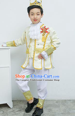 Europe Traditional Court Dance White Costume Drama Stage Performance Clothing for Kids