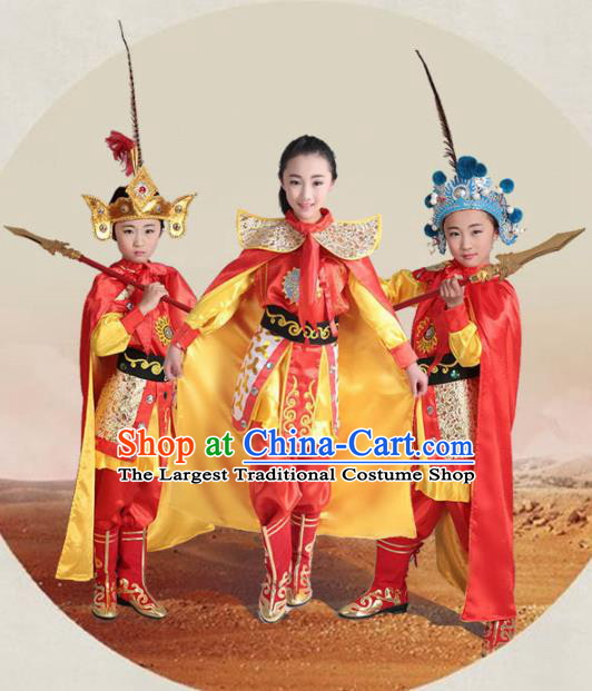 Chinese Traditional Beijing Opera Costume Stage Performance Mu Guiying Clothing for Kids