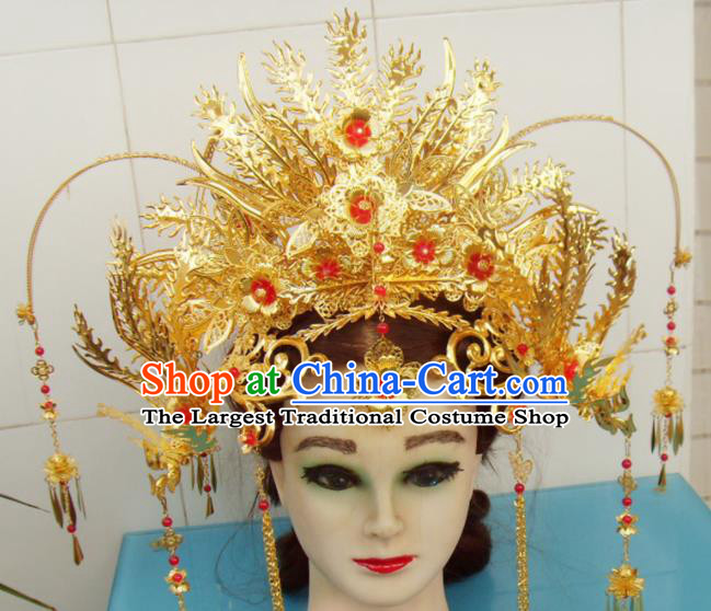Chinese Traditional Goddess Golden Phoenix Coronet Hairpins Ancient Queen Hair Accessories for Women