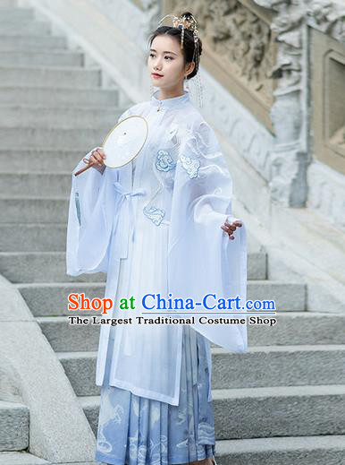 Chinese Traditional Hanfu Dress Ancient Ming Dynasty Princess Embroidered Costume for Women