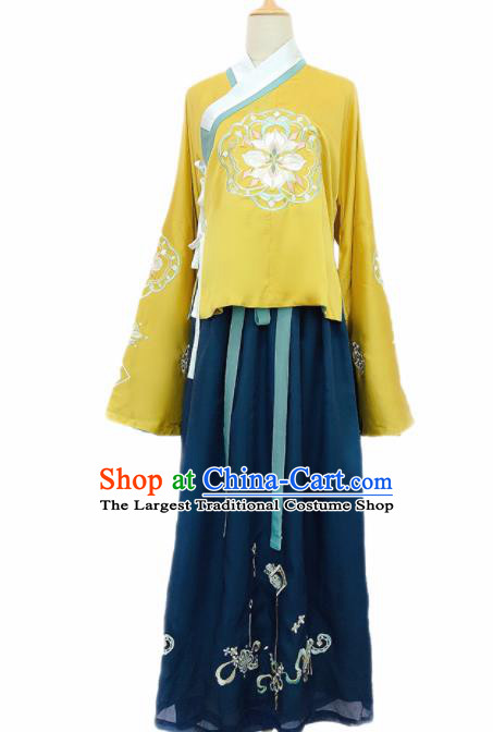 Chinese Traditional Navy Hanfu Dress Ancient Ming Dynasty Palace Princess Embroidered Costume for Women