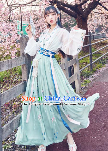 Chinese Traditional Peri Hanfu Dress Ancient Tang Dynasty Palace Princess Embroidered Costume for Women