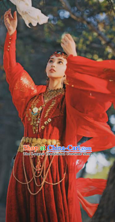 Chinese Traditional Hanfu Red Couple Costume Chinese Folk Dance Costume 4XL