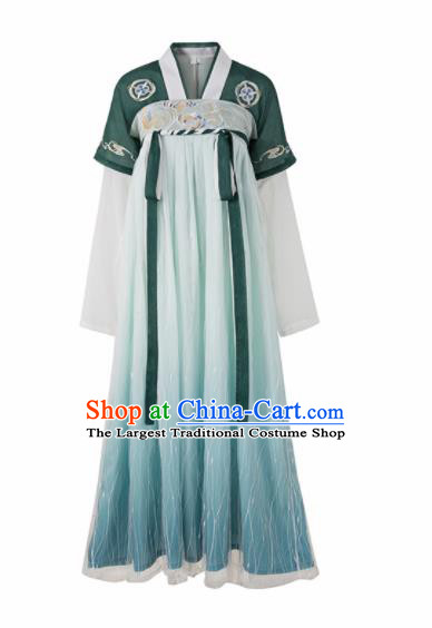 Chinese Traditional Tang Dynasty Court Maid Hanfu Dress Ancient Peri Embroidered Costume for Women