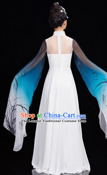 Chinese National Classical Dance Umbrella Dance White Dress Traditional Lotus Dance Costume for Women
