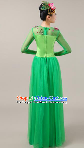 Chinese Traditional Chorus Green Veil Dress Opening Dance Modern Dance Costume for Women