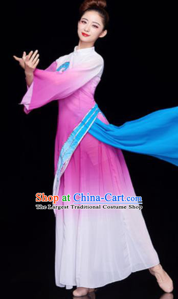 Chinese National Lotus Dance Umbrella Dance Light Purple Dress Traditional Classical Dance Costume for Women