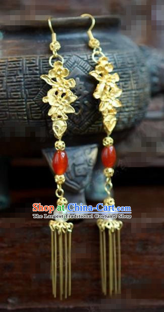 Chinese National Wedding Jewelry Accessories Handmade Traditional Agate Earrings for Women