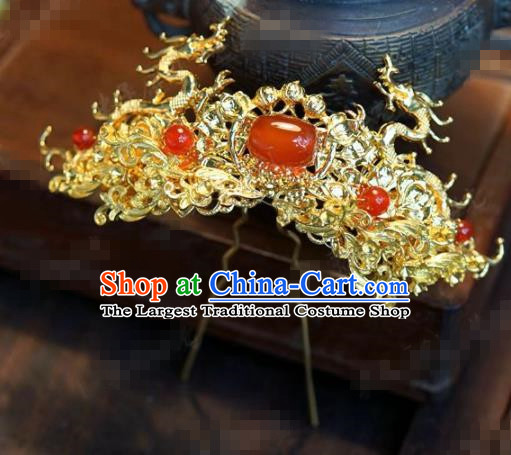 Chinese Traditional Hair Accessories Ancient Bride Dragons Hairpins Headwear for Women