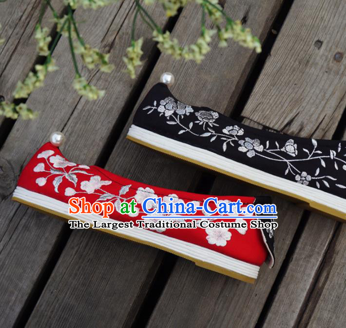 Asian Chinese Wedding Hanfu Shoes Traditional Ancient Princess Embroidered Shoes for Women