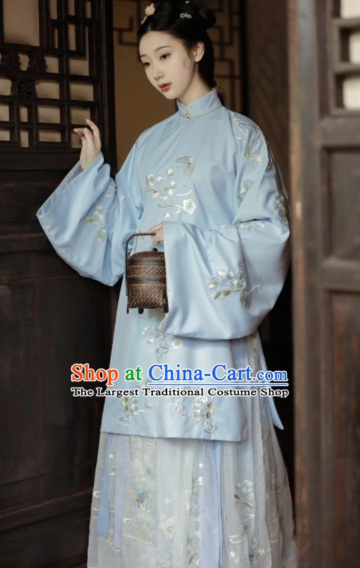 Chinese Traditional Ming Dynasty Young Mistress Hanfu Dress Ancient Palace Princess Embroidered Historical Costume for Women