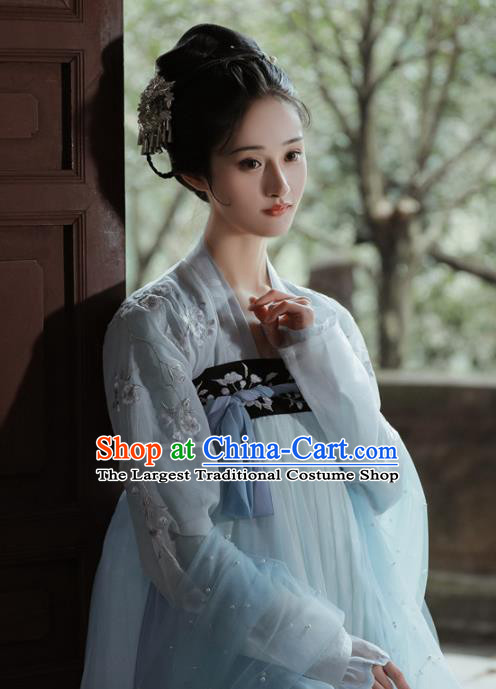 Chinese Traditional Tang Dynasty Court Princess Hanfu Dress Ancient Peri Embroidered Historical Costume for Women