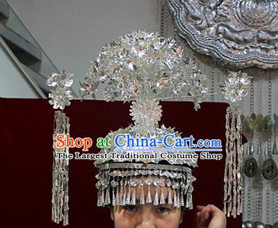 Traditional Chinese Ethnic Wedding Phoenix Coronet Hair Accessories Miao Nationality Bride Hairpins for Women