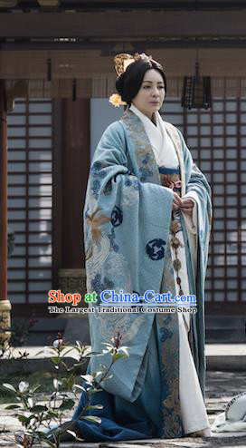 Chinese Ancient Dowager Hanfu Dress The Lengend Of Haolan Warring States Period Historical Costume and Headpiece for Women