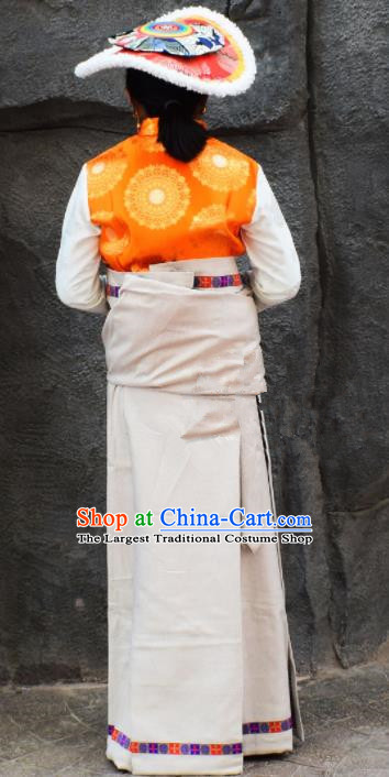 Chinese Traditional National Ethnic Tibetan Robe Zang Nationality Costume for Women