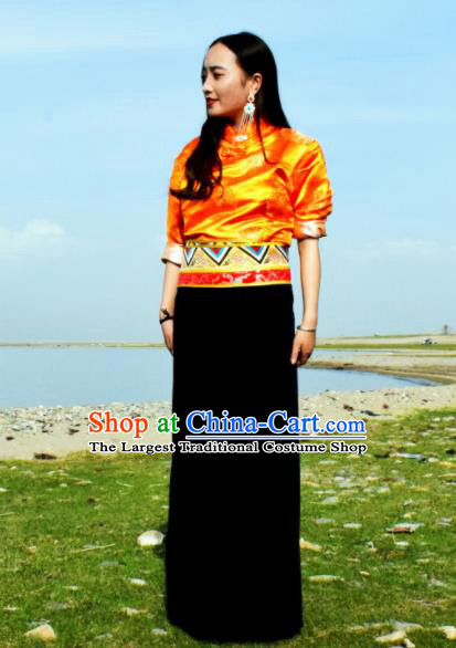 Chinese Traditional Tibetan National Ethnic Clothing Zang Nationality Costume for Women