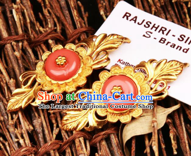 Chinese Traditional Ethnic Tibetan Ear Accessories Zang Nationality National Earrings for Women