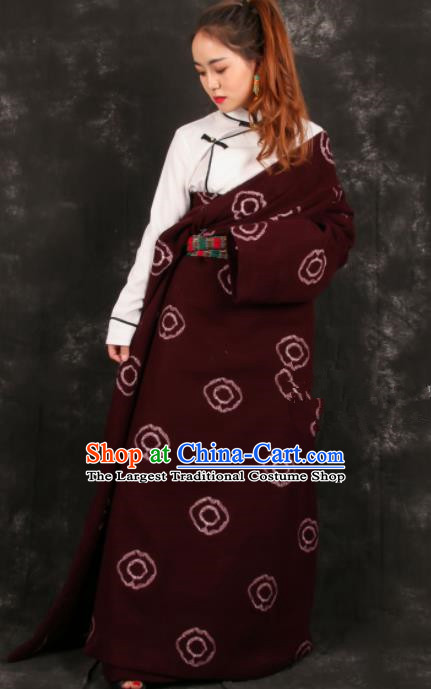 Chinese Traditional Tibetan Ethnic Bride Robe Zang Nationality Heishui Dance Costume for Women