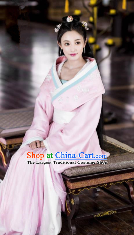 Traditional Chinese Ancient Drama Replica Costume Tang Dynasty Palace Princess Embroidered Hanfu Dress and Headpiece for Women
