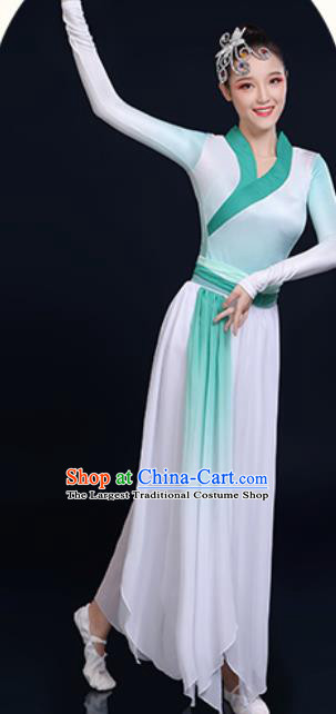 Traditional Chinese Classical Dance Green Dress Umbrella Dance Fan Dance Costume for Women