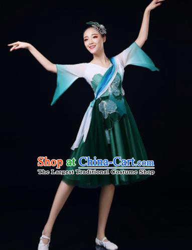 Traditional Chinese Spring Festival Gala Dance Green Dress Chorus Modern Dance Costume for Women