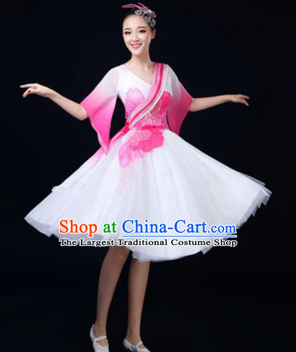 Traditional Chinese Spring Festival Gala Dance White Dress Chorus Modern Dance Costume for Women
