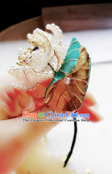 Chinese Traditional Hair Accessories Ancient Palace Handmade Hanfu Beads Lotus Hairpins for Women