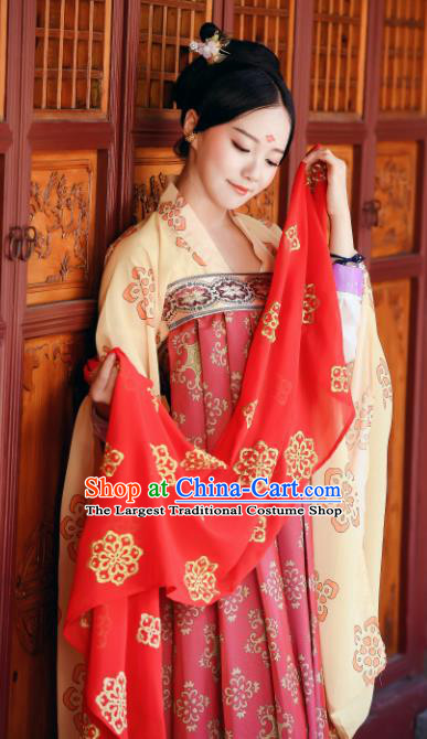 Traditional Chinese Tang Dynasty Imperial Consort Historical Costumes Ancient Bride Hanfu Dress for Women