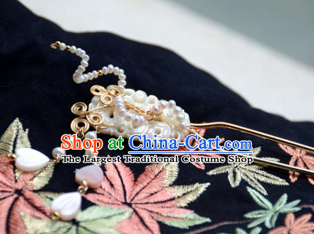 Traditional Chinese Hanfu Hair Accessories Ancient Princess Pearls Shell Hairpins for Women