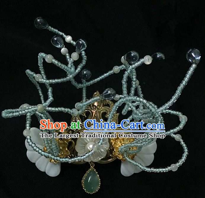 Traditional Chinese Hanfu Green Agate Hair Crown Hair Accessories Ancient Imperial Consort Hairpins for Women