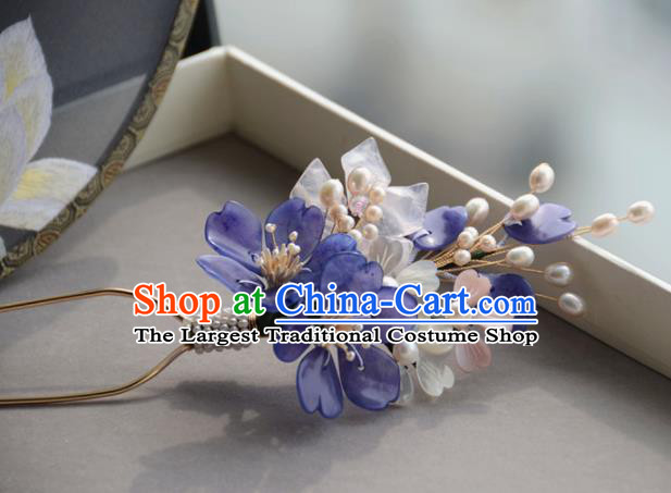 Traditional Chinese Hanfu Purple Peach Blossom Hair Clip Hair Accessories Ancient Princess Hairpins for Women