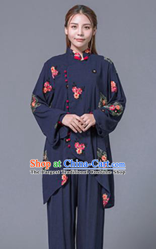 Asian Chinese Martial Arts Traditional Kung Fu Navy Costume Tai Ji Training Group Competition Uniform for Women