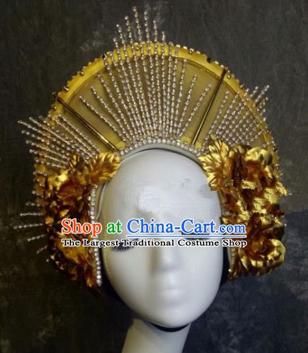 Top Grade Halloween Show Hair Accessories Brazilian Carnival Golden Hat Headwear for Women
