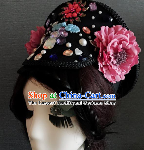 Traditional Chinese Qing Dynasty Manchu Imperial Consort Headwear Ancient Palace Queen Hair Accessories for Women