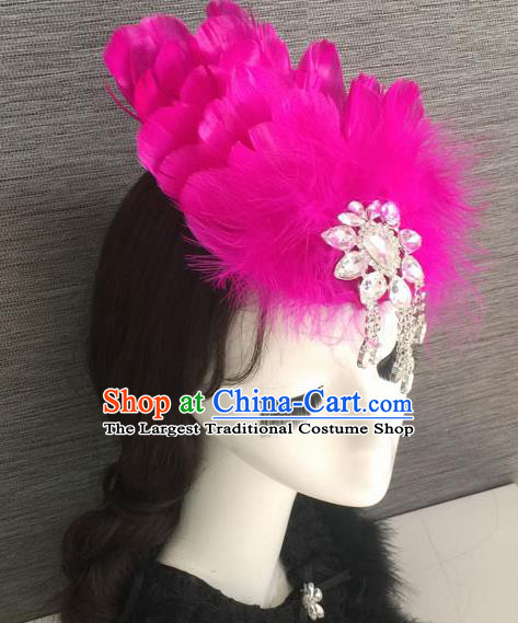Top Grade Halloween Rosy Feather Hair Stick Headwear Brazilian Carnival Hair Accessories for Women