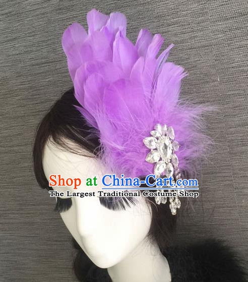 Top Grade Halloween Violet Feather Hair Stick Headwear Brazilian Carnival Hair Accessories for Women