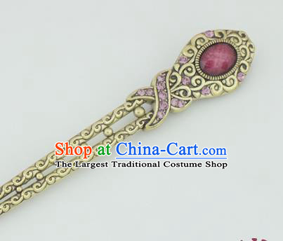 Chinese Ancient Princess Purple Crystal Hairpins Headwear Traditional Hanfu Hair Accessories for Women