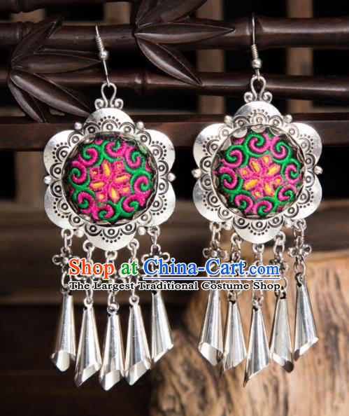 Top Grade Chinese Traditional Ethnic Accessories Miao Nationality Tassel Earrings for Women