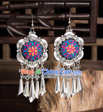 Top Grade Chinese Traditional Ethnic Accessories Miao Nationality Embroidered Earrings for Women