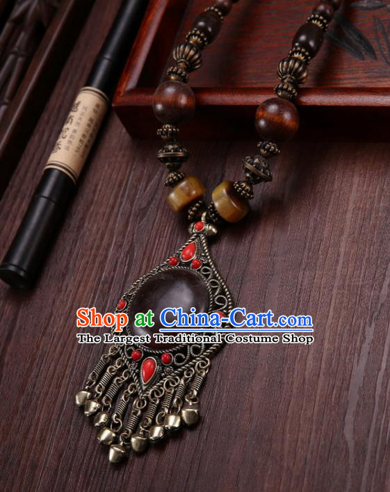 Handmade Chinese Zang Nationality Necklace Traditional Tibetan Ethnic Necklet Accessories for Women