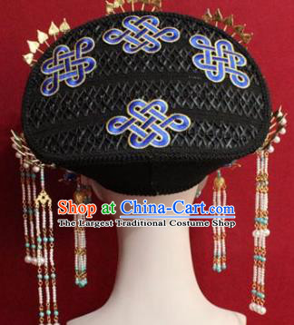 Chinese Ancient Empress Cloisonne Headwear Hat Traditional Qing Dynasty Queen Hair Accessories for Women