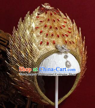 Handmade Thailand Traditional Hair Accessories Ancient Queen Red Crystal Phoenix Royal Crown for Women