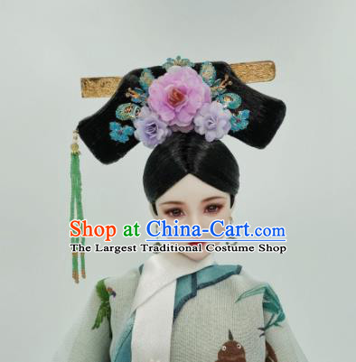 Chinese Ancient Qing Dynasty Manchu Princess Headwear Traditional Palace Hair Accessories for Women