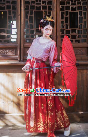 Chinese Traditional Tang Dynasty Palace Lady Hanfu Dress Ancient Peri Goddess Costume for Women