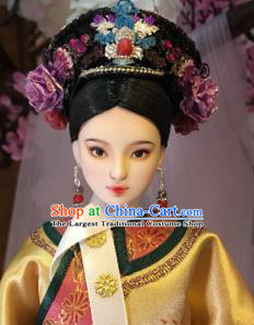 Chinese Ancient Manchu Imperial Consort Hat Headwear Traditional Qing Dynasty Palace Hair Accessories for Women
