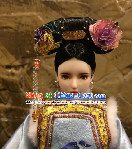 Chinese Ancient Manchu Imperial Consort Phoenix Headwear Traditional Qing Dynasty Palace Hair Accessories for Women